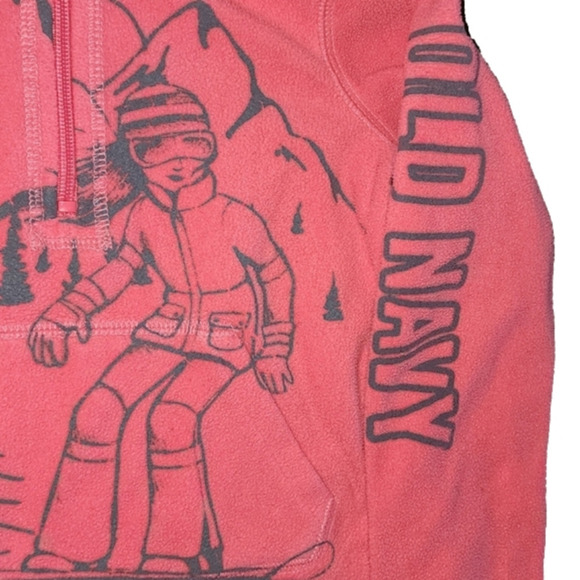 Old NAVY Pink and Grey Fleece Snowboarder Half-Zip Hoodie - Picture 2 of 4